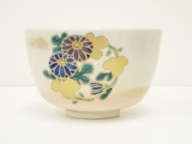 B440s「菊に芒図本形 香合」京焼　仁清　香道具　茶道具　仁清印在判 B440s「菊に芒図本形 香合」京焼 仁清 香道具 茶道具 仁清印